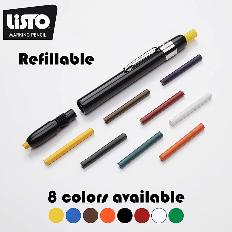 Listo 1620 Marking Pencils, Box of 12, Grease Pencils (White, Yellow) - Bonus: 1 x Orange Listo Marking Pencil Included - Image 2